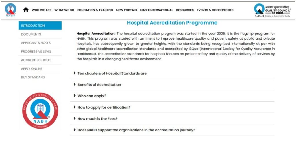 NABH (National Accreditation Board for Hospitals) NABH (National Accreditation Board for Hospitals)